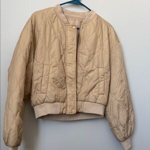 SHEIN Light Tan Quilted Bomber Jacket